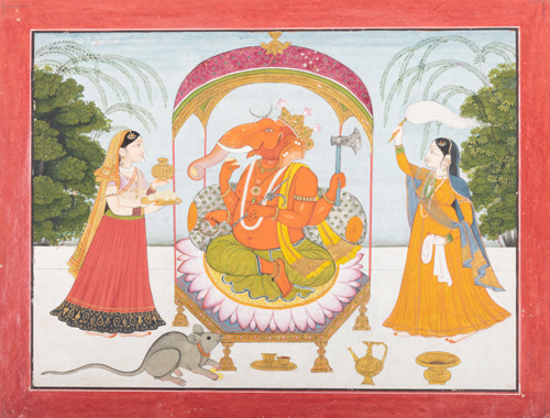 Ganesh fed by his wives Siddhi _ Riddhi